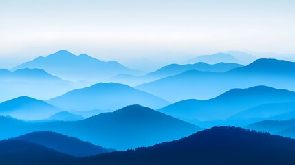 Obraz premium Serene Blue Mountainscape A Misty Horizon