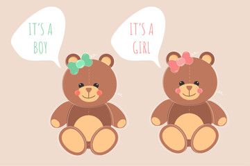 It's a Boy, It's a Girl - Teddy Bears Celebration Vector
