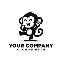 monkey logo design with happy expression