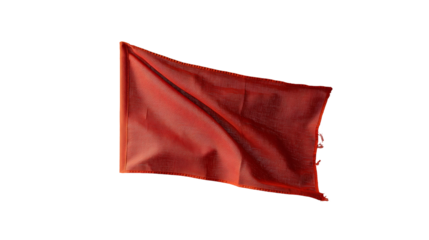 Red Flag on Pole Simple Studio Background, Alert Design for Signal and Danger Themes, isolated on transparent background.