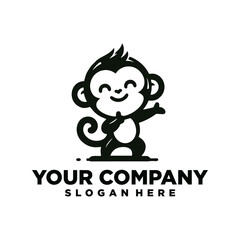 monkey logo design with happy expression
