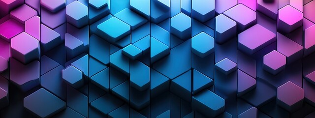 Abstract Geometric Hexagon Pattern in Vibrant Blue and Purple Hues  Digital Art Background