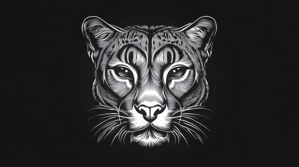 Obraz premium Graphic illustration of a couguar head, monochrome style