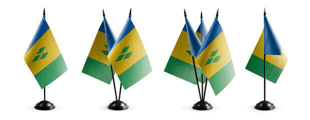 Small national flags of the Saint Vincent on a white background