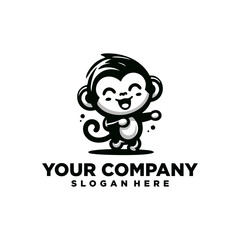 monkey logo design with happy expression