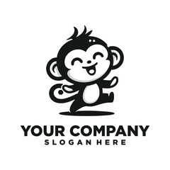 monkey logo design with happy expression