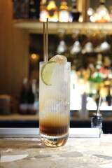 long island cocktail on the bar counter