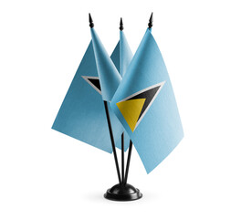 Small national flags of the Saint Lucia on a white background