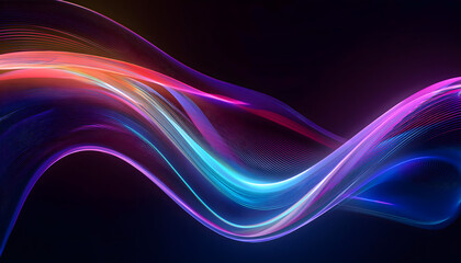  3d render abstract background on dark background, Transparent glossy glass, Colorful curve g