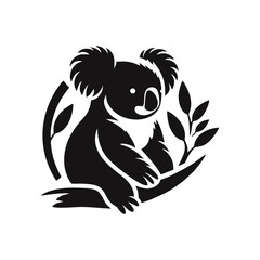 Obraz premium logo icon koala animal silhouette black icon on white background