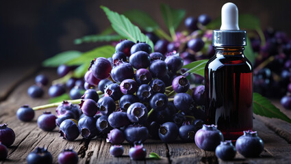 elderberry extract with fresh berries and syrup for immune support and antioxidants