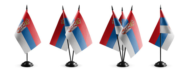 Small national flags of the Serbia on a white background