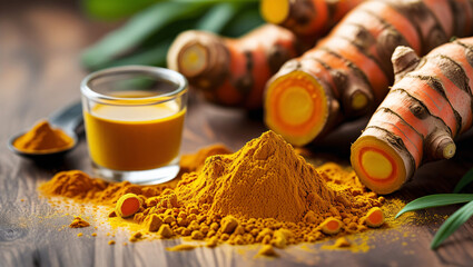 organic turmeric curcumin extract with fresh root and powder for health benefits