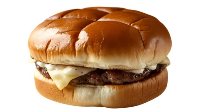 Juicy Cheeseburger Gourmet Fast Food, Appetizing Meal for Restaurant Themes, isolated on transparent background.