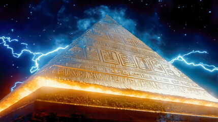 Ancient Pyramid Under Electric Storm: Power and Mystery