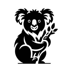 logo icon koala animal silhouette black icon on white background