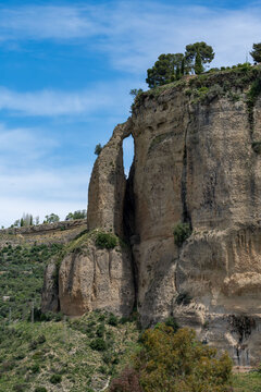 View of the rocks next to Puente Nuevo in Ronda