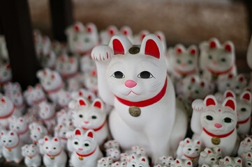 Maneki Neko (beckoning cat) at Gotokuji Temple in Setagaya, Tokyo