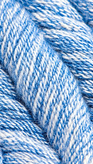 Closeup of blue and white yarn