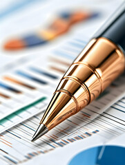 Fototapeta premium Closeup pen on business charts