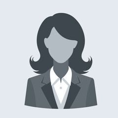 Corporate Woman Silhouette Vector Portrait in Flat Illustration Style