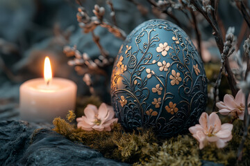easter egg and candle