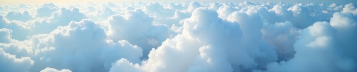 Dense, billowing white clouds, aerial perspective, dense, nature
