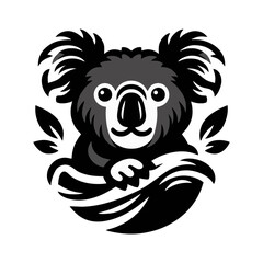 Fototapeta premium logo icon koala animal silhouette black icon on white background
