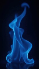 Fototapeta premium Ethereal blue flames dance against a stark black backdrop , artwork, fantasy, power