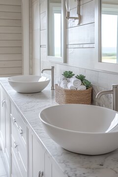 Coastal Bathroom Design with Beach-Inspired Decor

