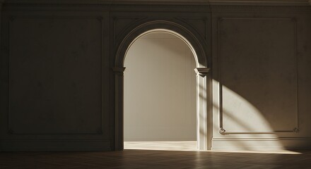 Conceptual interior empty room with arched ceiling