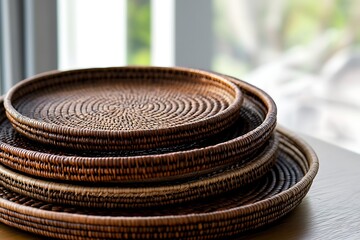 Nesting Wicker Trays - Rustic Home Decor