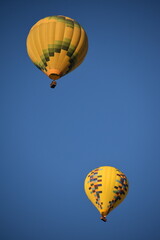 Hot air ballon in the sky of Segovia, Spain.