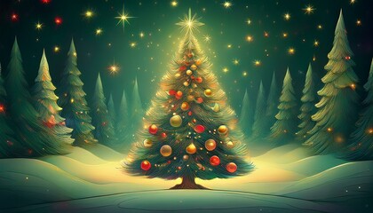 Generated image Christmas tree background 51981(3).jpg, Firefly Christmas tree background 