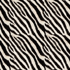 Zebra, white tiger fur, photorealistic image. Seamless pattern. Animalistic trendy print. Cover, wallpaper, packaging for the brand.