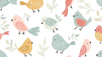 Fototapeta premium Cute cartoon bird pattern