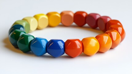 Colorful geometric bracelet showcasing a vibrant spectrum of hues with a unique hexagonal design