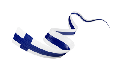 3d Flag Of Finland 3d Shiny Waving Finland Ribbon Flag On Grey 3d Illustration
