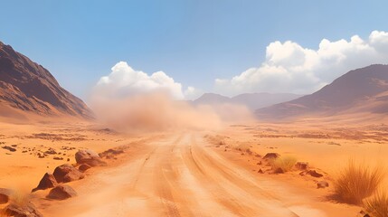 Naklejka premium Desert Adventure on a Winding Road