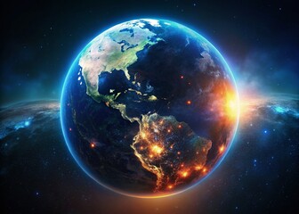 Stunning Realistic Earth at Night, High-Detail Global Night Lights Satellite View