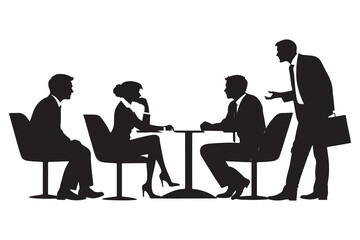 Business professionals metting silhouette vector on white background