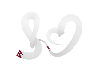 3d Flag Of Nepal Heart Shape Shiny Wavy Awareness Ribbon Flag On Grey 3d Illustration