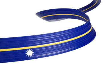 3d Flag Of Nauru 3d Wavy Shiny Nauru Ribbon Flag 3d Illustration