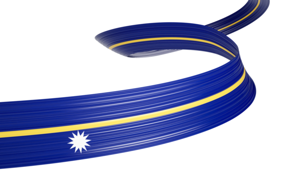 3d Flag Of Nauru 3d Wavy Shiny Nauru Ribbon Flag 3d Illustration