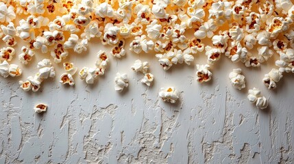 Popcorn Scattered On Pale Gray Surface