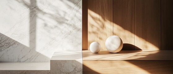 Intimate Harmony of Light and Form on Wood and Marble Surfaces