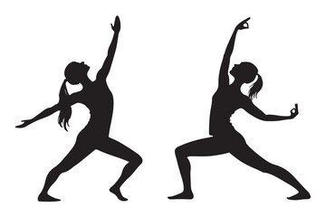 Woman yoga silhouette vector on white background