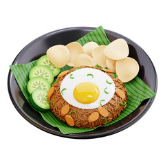 fried rice 3d icon illustration