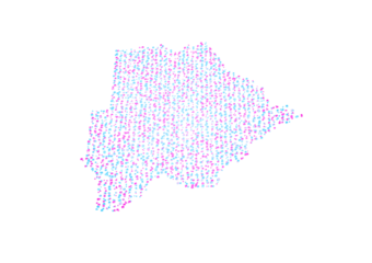 Illuminated Botswana Digital Data Map Pink And Blue Neon Glowing Particles 3D Illustration