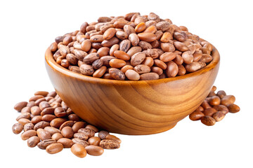 pinto beans in wooden bowl isolated on transparent background png
